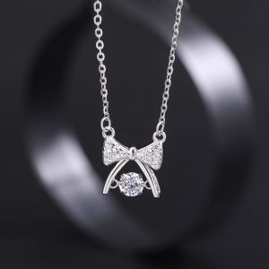Sterling silver bow necklace for women, elegant and sophisticated choker, perfect for autumn.