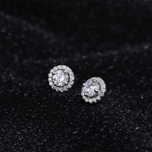 Sterling silver round zircon stud earrings, new fashion style, unisex, unique earrings, high-end earrings.