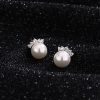 Sweet and stylish pearl stud earrings for women, high-value diamond pav?? earrings, earrings for pierced ears