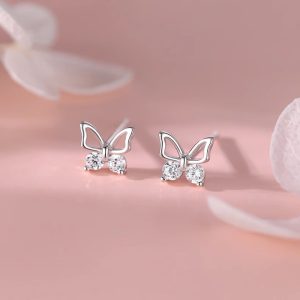 Sterling silver butterfly stud earrings for women, elegant and sophisticated earrings