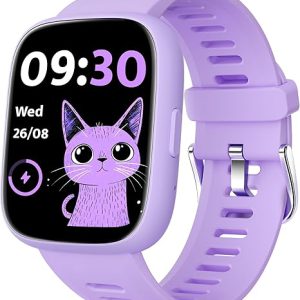 Smart Watch for Kids with Location Tracker (iOS Only), Fitness Tracker with Step Counter, Pedometer, Heart Rate, Sleep Tracker, IP68 Waterproof, Puzzle Games, Kids Watch for Girls 5-12
